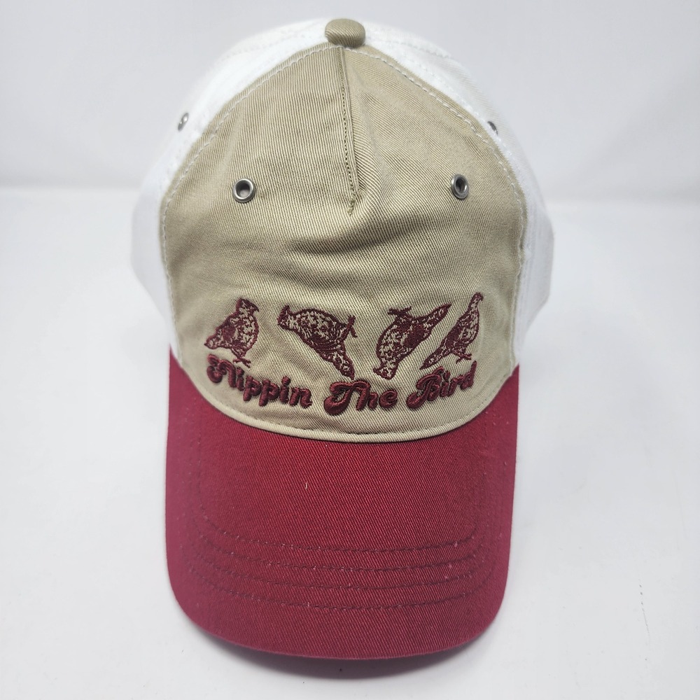 HYP Flippin The Bird Hat OS Quail Hunting Graphic Cotton Adjustable Red White